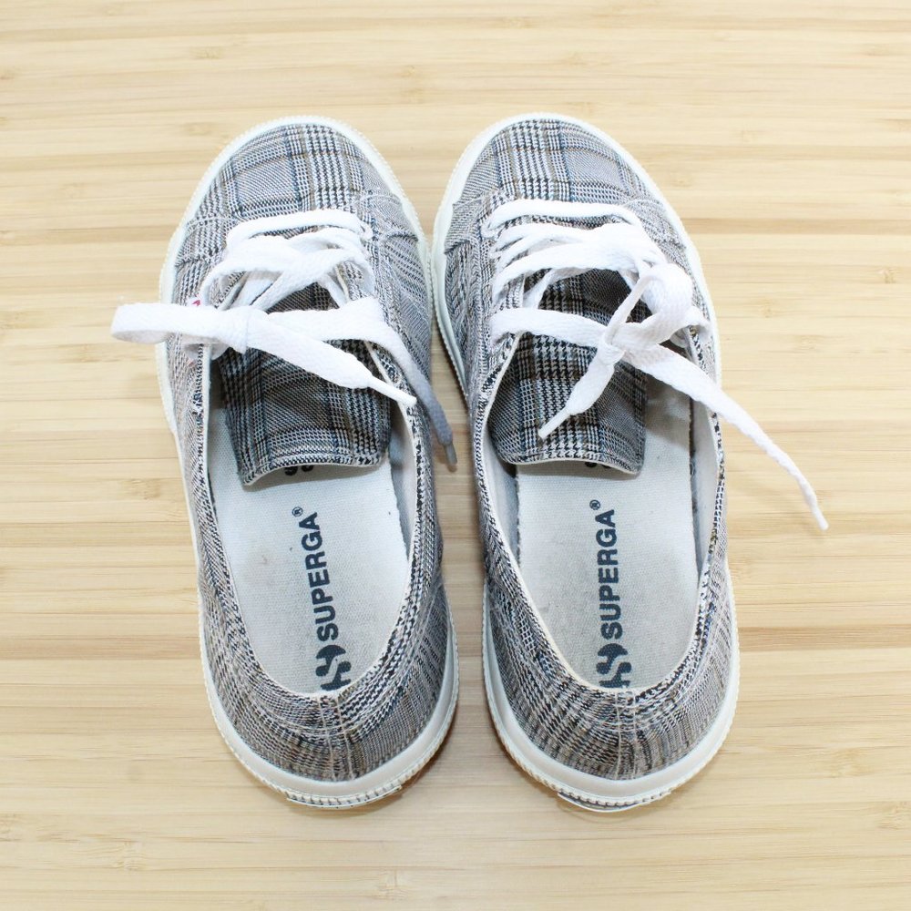 Superga Checkered Black White Canvas Low Top Sneakers Size M 4.5 L 6 - Picture 6 of 9